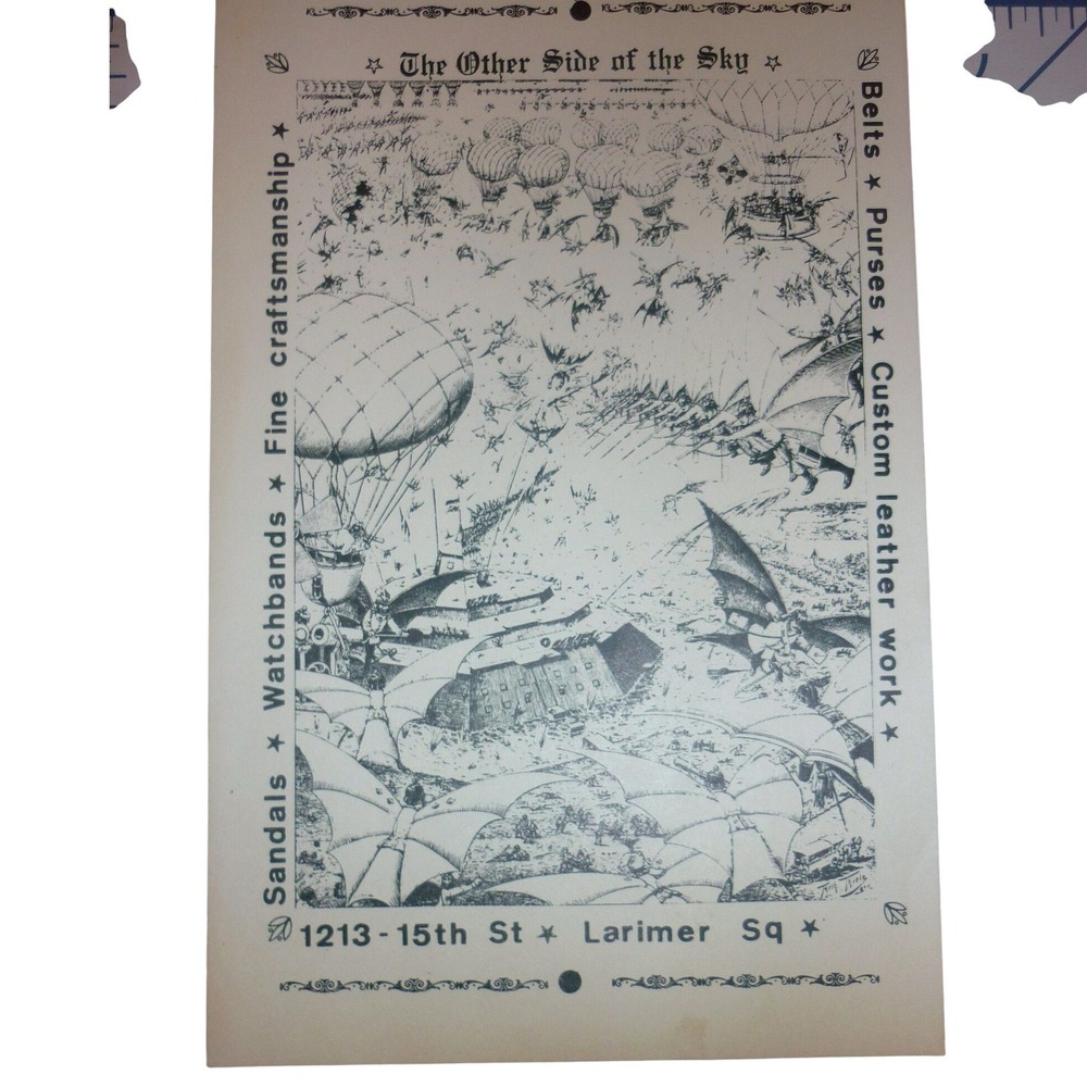 Vintage The Other Side of the Sky Larimer Square Denver CO Leather Shop Ad Flyer